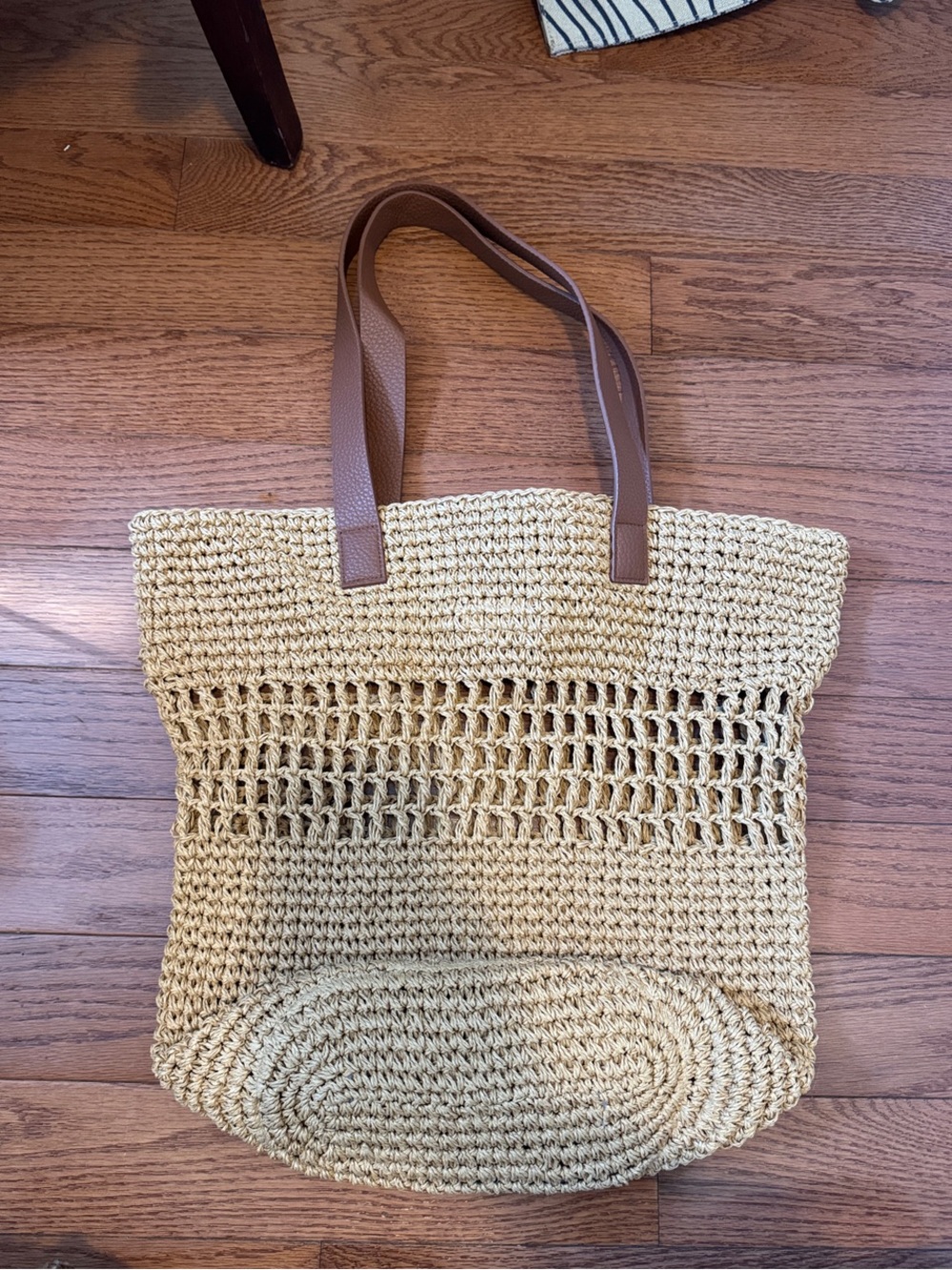 Banana Republic Woven Straw Tote Bag with Brown Handles